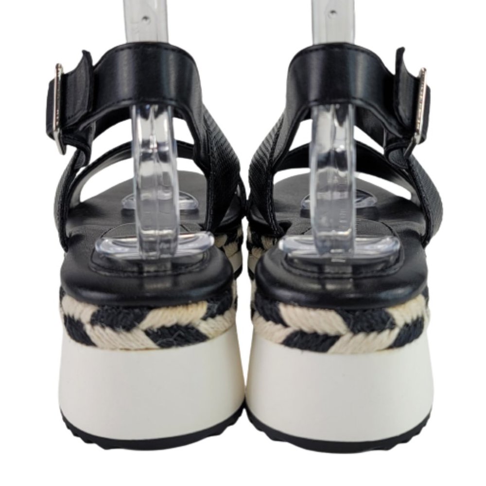 Kelly & Katie Poliana Espadrille Black White Platform Wedge Sandal Shoes Sz 8 - Picture 4 of 12
